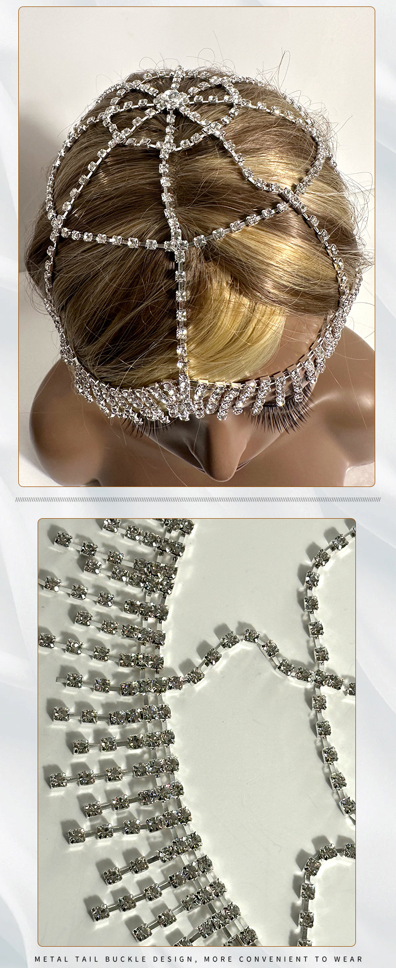 Bridal Hair Accessory Iridescent Crystal Rhinestone Head Chain